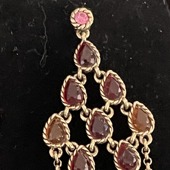 Chandelier Pierced Earrings Gold Rose Pink - Picture 3 of 3